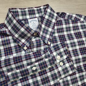Brooks Brothers 1818 Regent Fit Button Down Shirt Mens M Check Pocket Non Iron